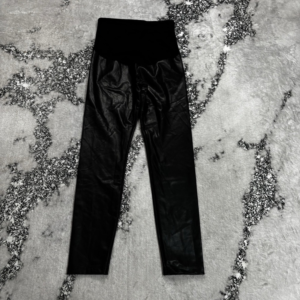 Calzedonia Maternity Wet Look Leggings Women's Medium Black Coated Warm Lined